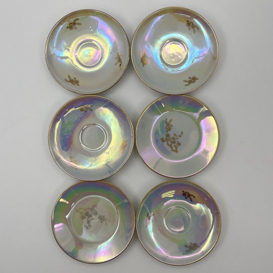 Сервиз кофейный на 6 персон "Мадонна" (15 предметов), фарфор, люстр, деколь, золочение, Colditz (Кольдиц), ГДР, 1960-1980 гг.