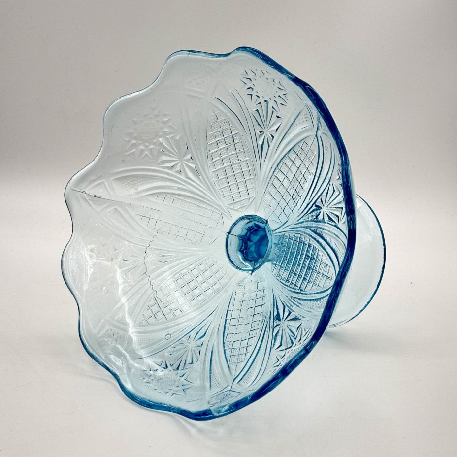 Конфетница голубого оттенка с геометрическим декором