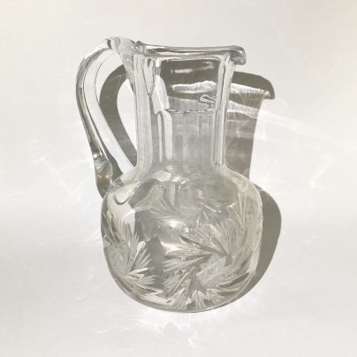 Графин (кувшин) с резным декором, стекло, алмазная грань, СССР, 1970-1990 гг.