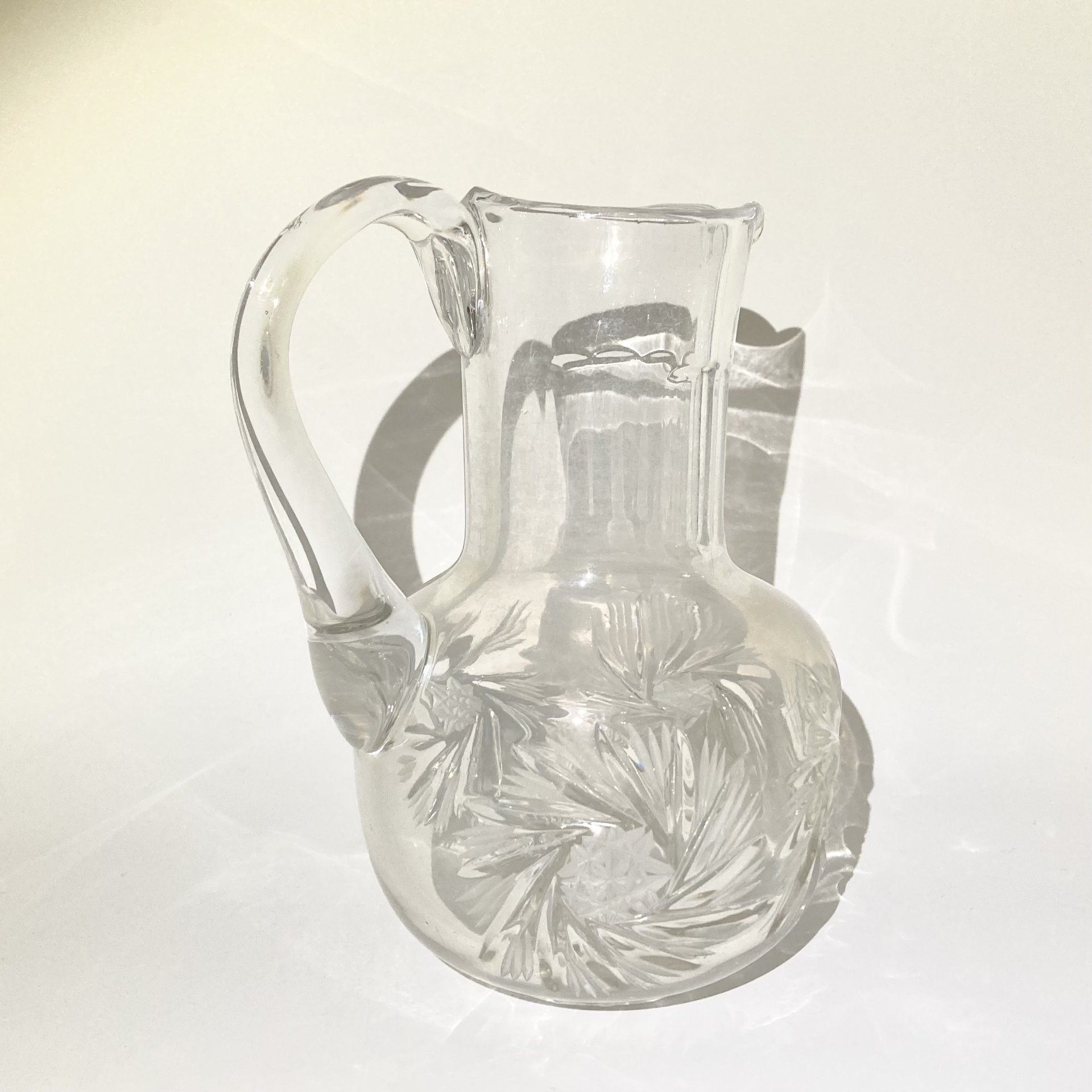Графин (кувшин) с резным декором, стекло, алмазная грань, СССР, 1970-1990 гг.
