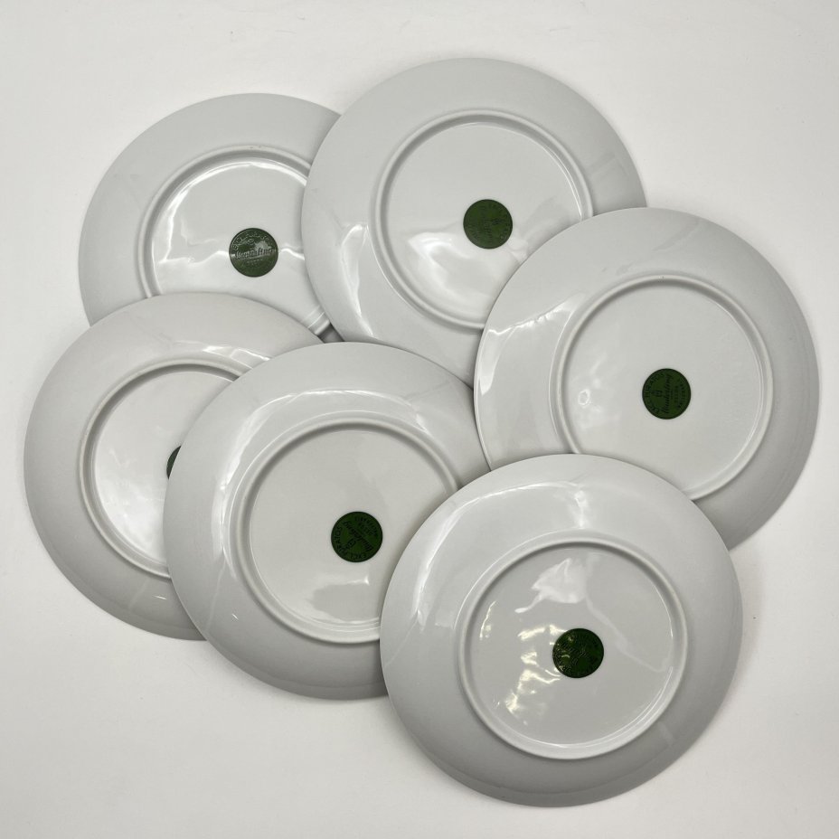 Набор из 6-ти тарелок с изображением народных сцен, фарфор, деколь, крытье, Gebrüder Winterling, Германия, 1982-1987 гг.