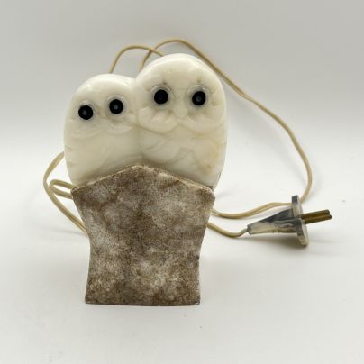 Светильник (Ночник) в виде двух совят, камень, полимерный материал, металл, СССР, 1950-1980 гг.