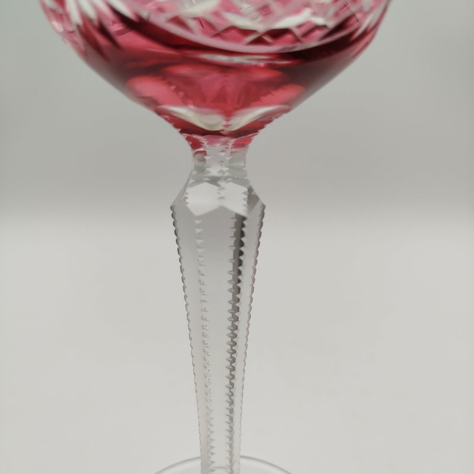 Бокал малинового оттенка, хрусталь, цветной хрусталь, алмазная грань, Германия, 1960-1990 гг.