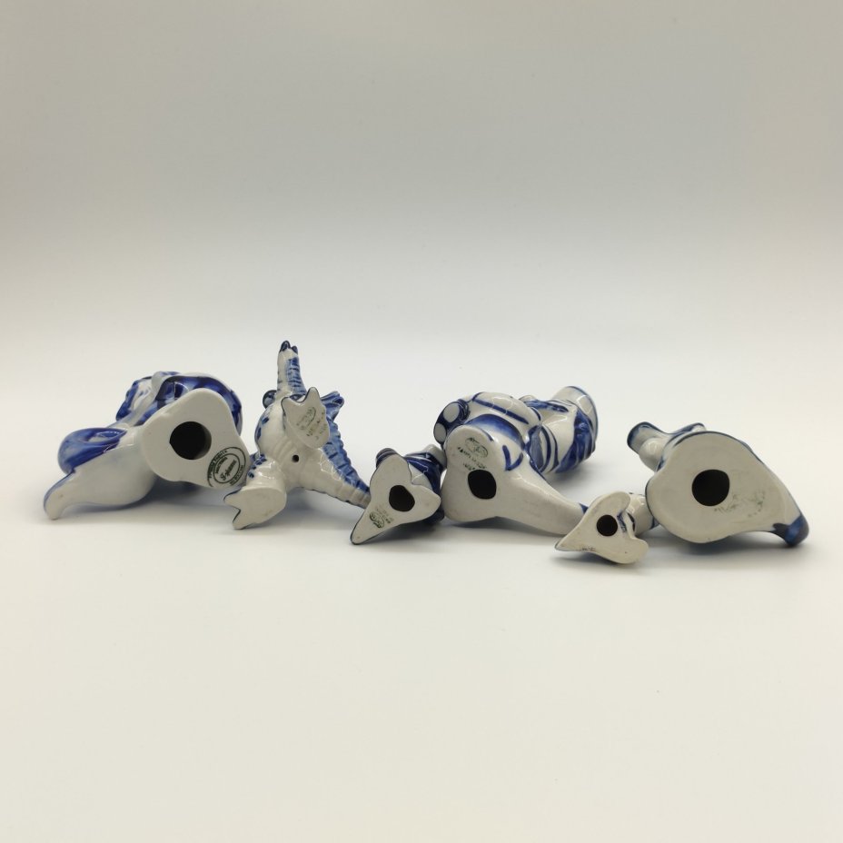 Набор из шести статуэток "Драконы", Гжель