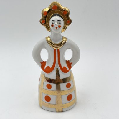 Статуэтка "Матрешка-невеста", фарфор, роспись, золочение, Дулевский фарфоровый завод (Дулёво), СССР, 1968-1991 гг.