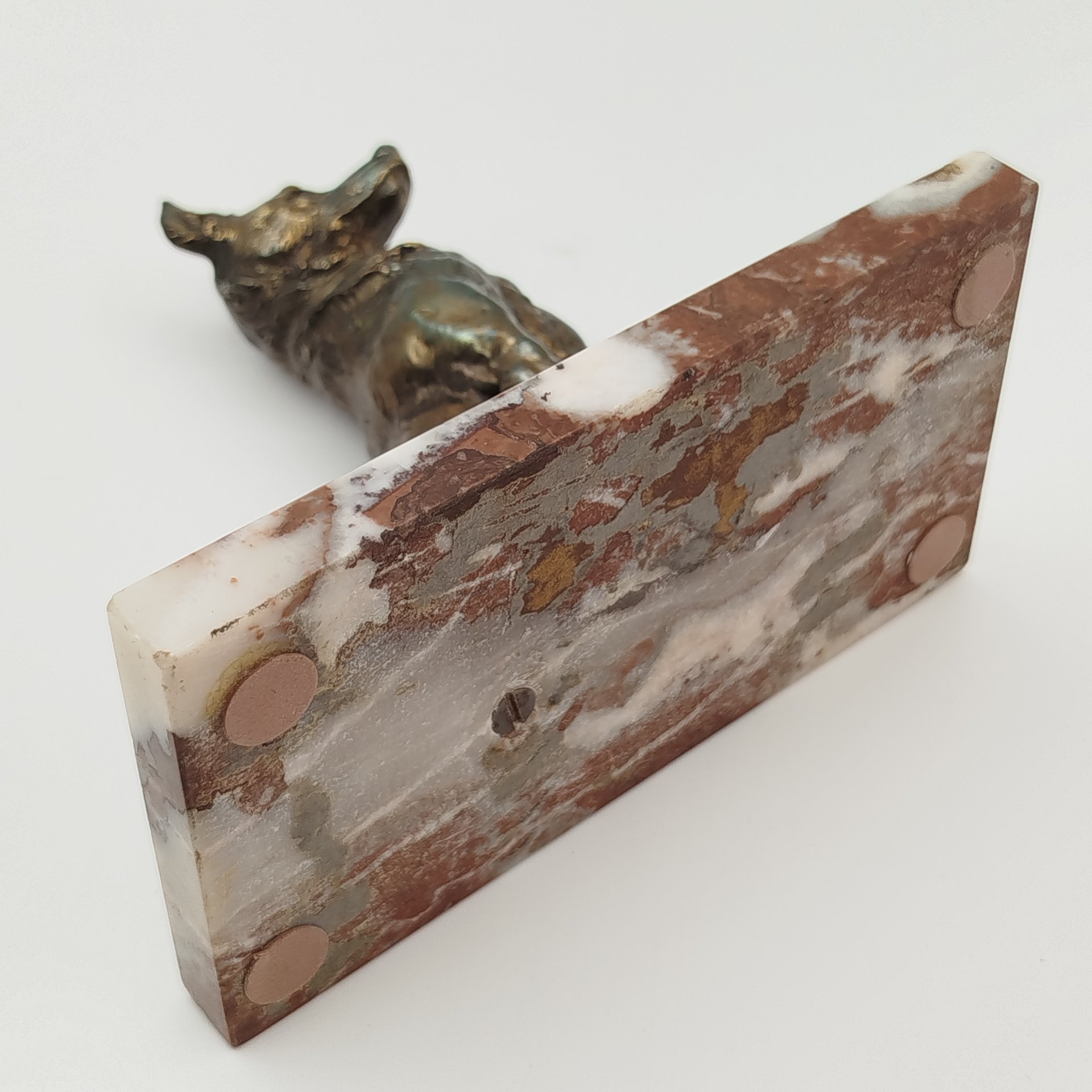 Статуэтка на каменном постаменте "Собака", металл, мрамор, Западная Европа, 1970-1990 гг.