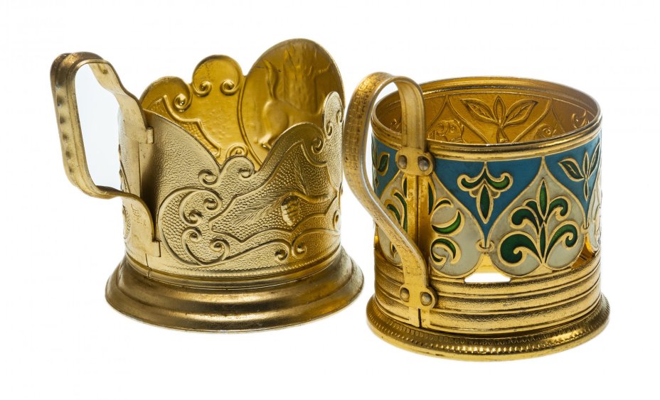 Набор из 2-х подстаканников, алюминий, эмаль, СССР, 1960-1990 гг.