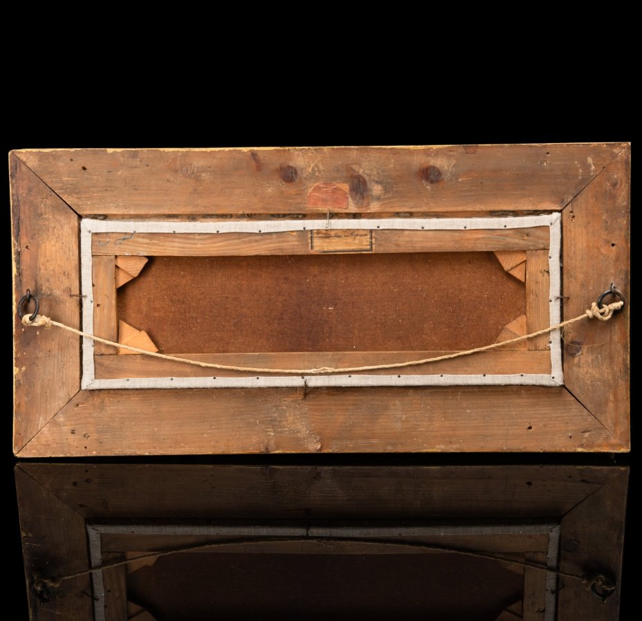 Картина "Пейзаж с парусниками" (название условное), художник Henri Fabre (Анри Фабр, 1880-1950 гг.), этикетка "H. Heinzelmann Odessa Rue de Ribas" на раме