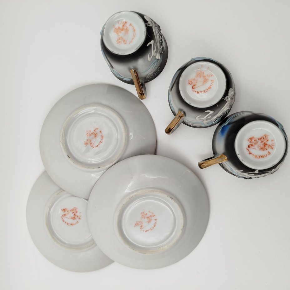 Набор из 3-х кофейных пар "Дракон", Lux Porcelain FAHD M.K.