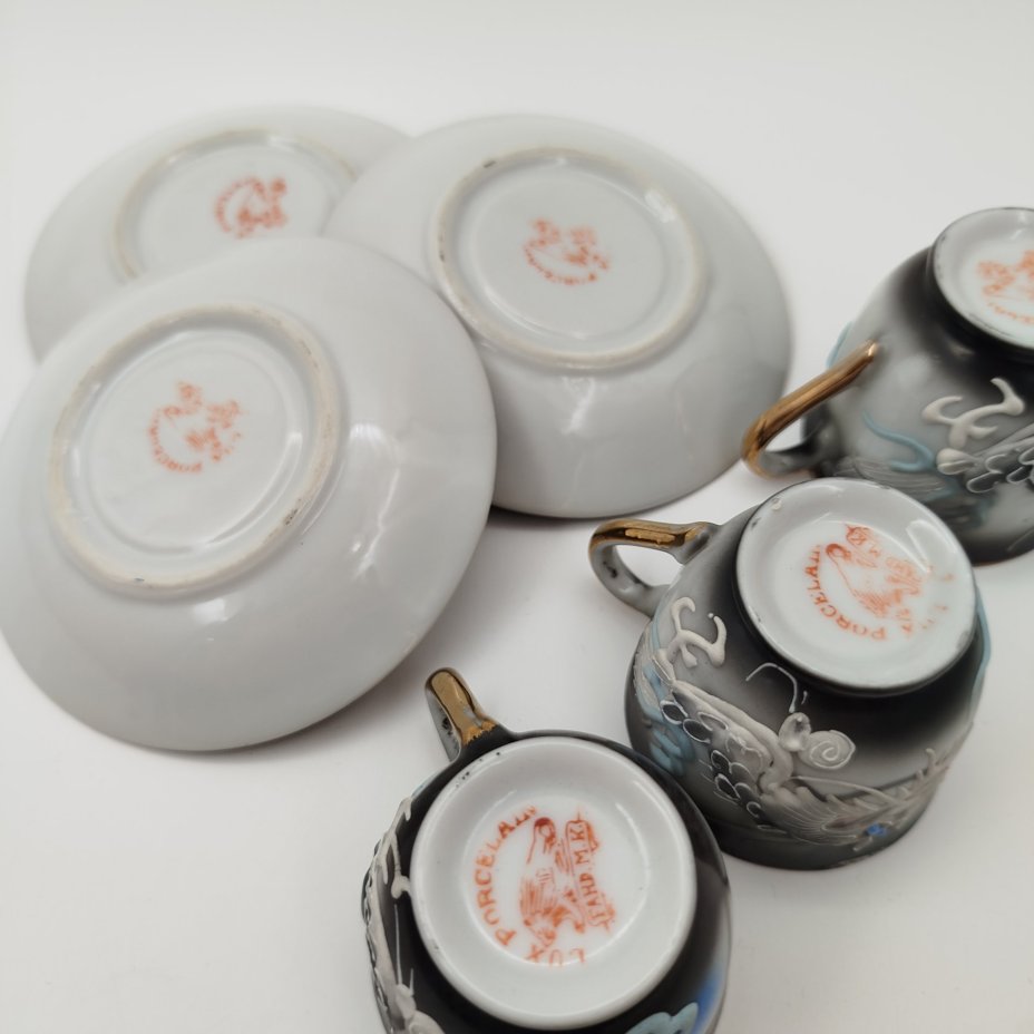 Набор из 3-х кофейных пар "Дракон", Lux Porcelain FAHD M.K.