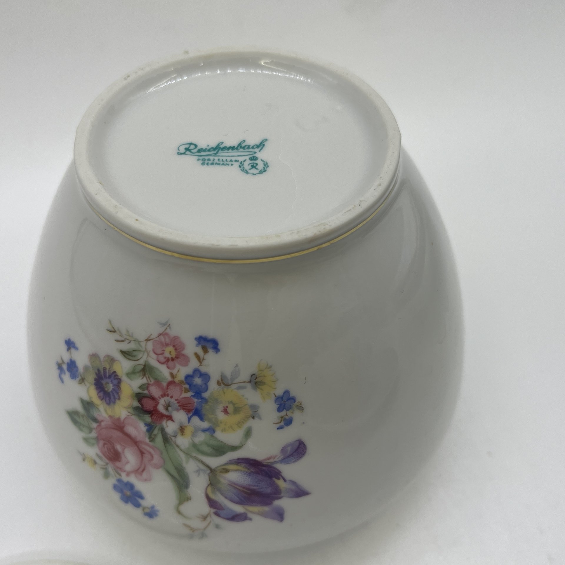 Сахарница с цветочным декором (крышка в подборе), фарфор, деколь, золочение, Reichenbach (Райхенбах), Германия, 1949-1969 гг.