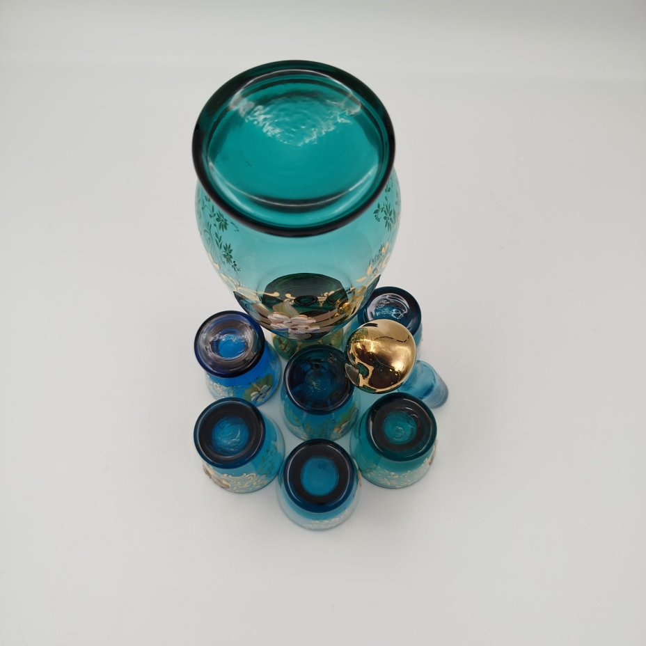 Набор для подачи крепких напитков на 6 персон (штоф и 6 стопок), украшенный объемным цветочным декором