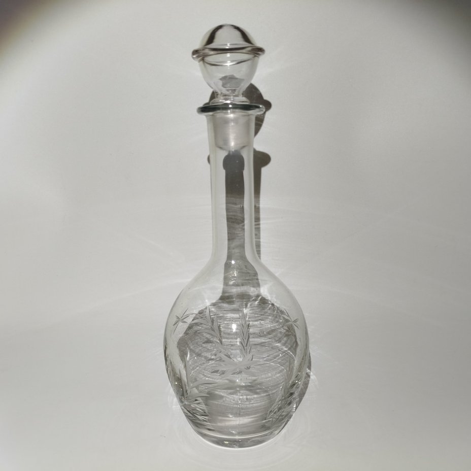 Штоф (графин) с растительным декором, стекло, СССР, 1950-1970 гг.