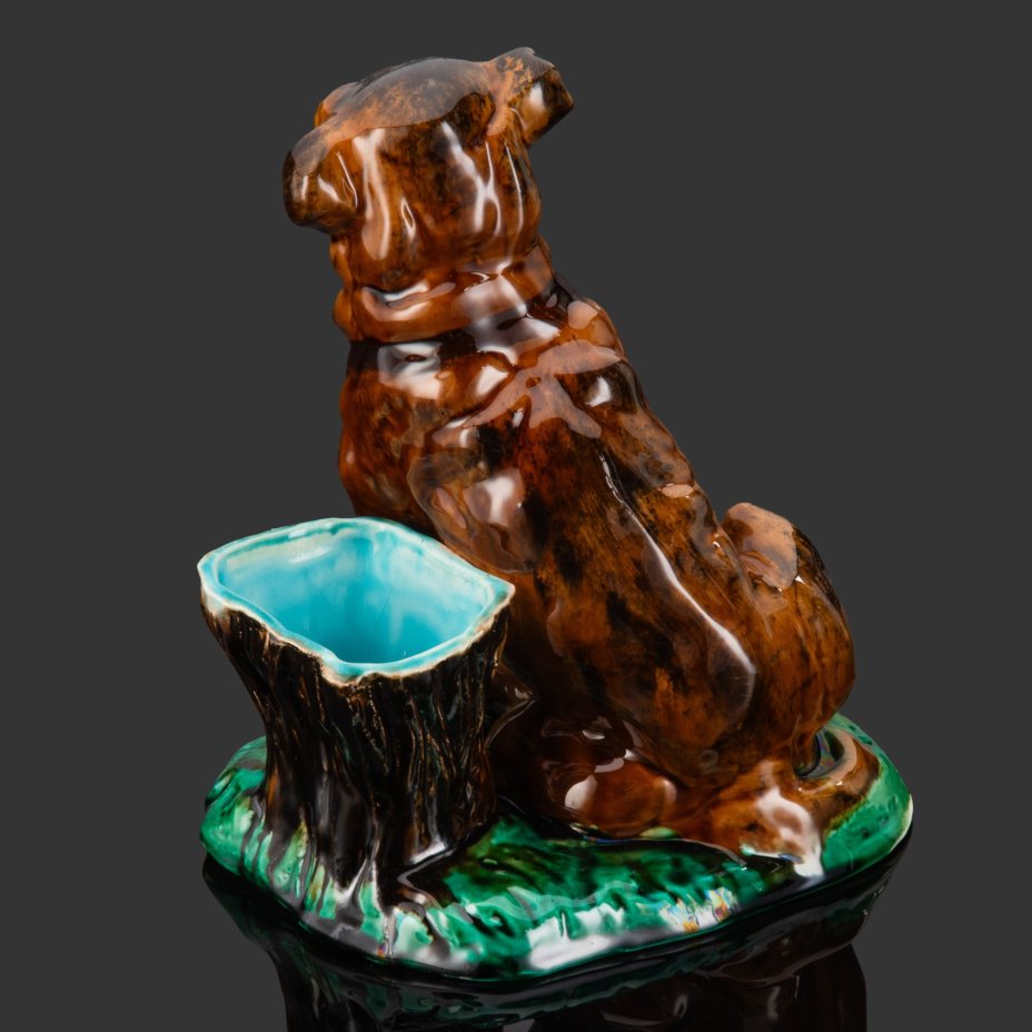 Статуэтка (карандашница/вазочка) "Бульдог" (по модели фабрики Кузнецова), Конаковский фаянсовый завод