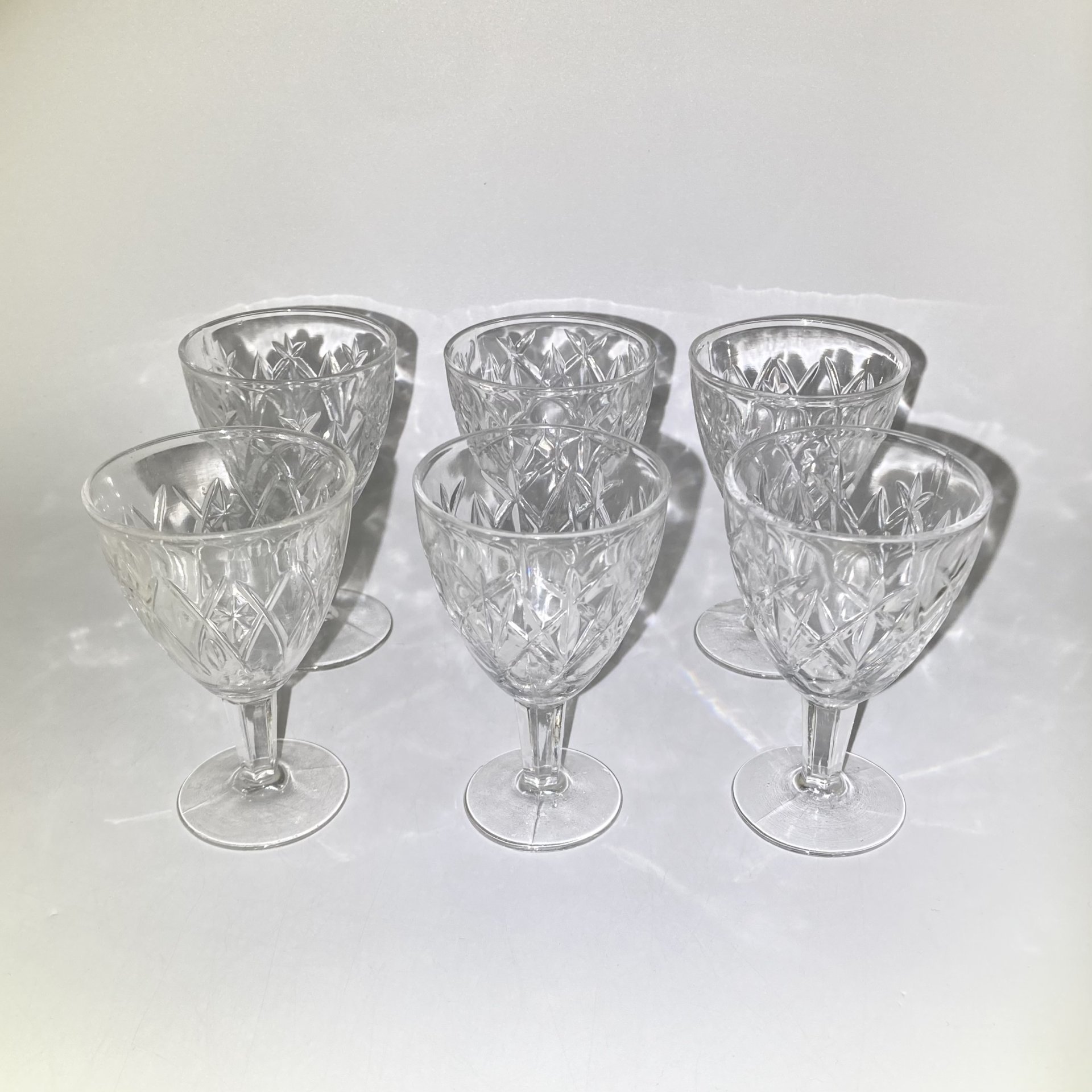 Набор из 6-ти рюмок "Искры", хрусталь, пресс, СССР, 1960-1980 гг.