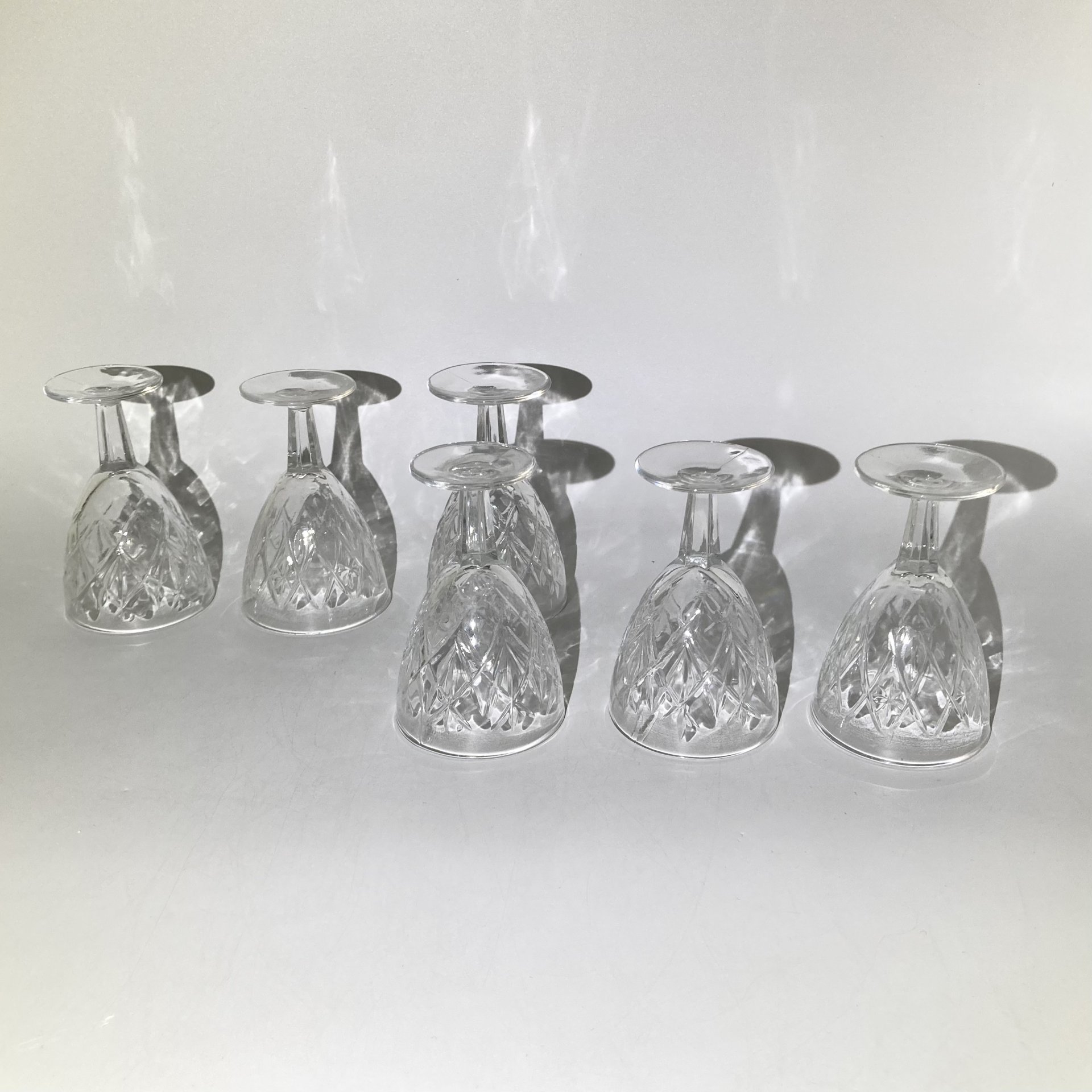 Набор из 6-ти рюмок "Искры", хрусталь, пресс, СССР, 1960-1980 гг.