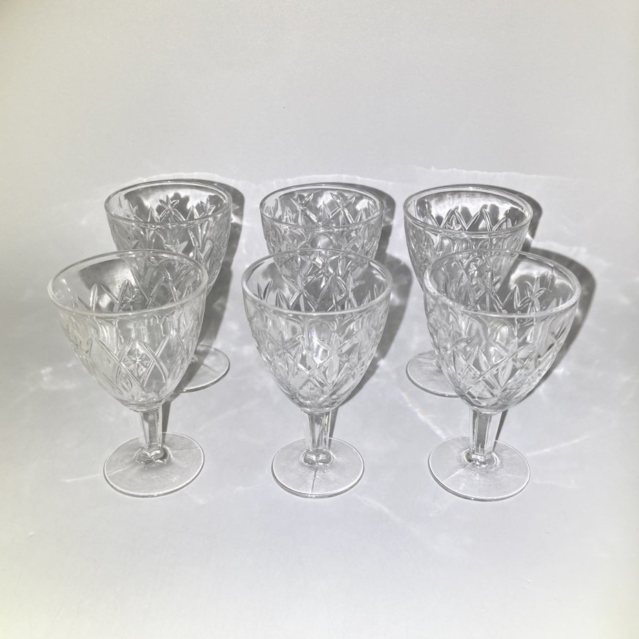 Набор из 6-ти рюмок "Искры", хрусталь, пресс, СССР, 1960-1980 гг.