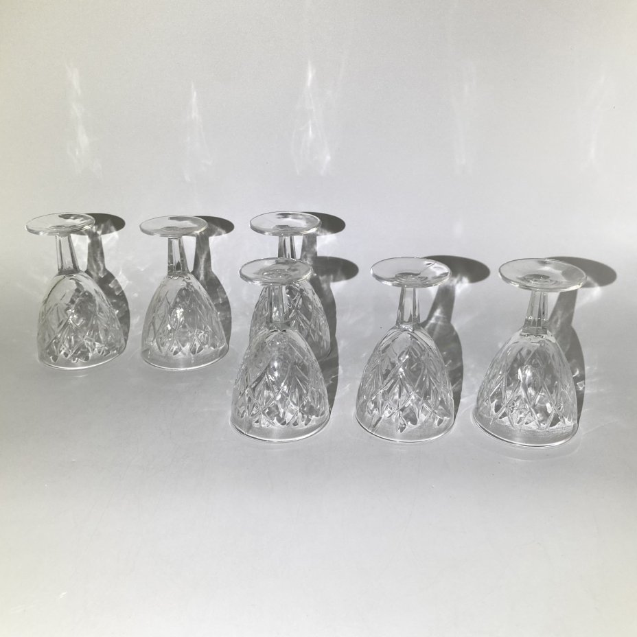 Набор из 6-ти рюмок "Искры", хрусталь, пресс, СССР, 1960-1980 гг.