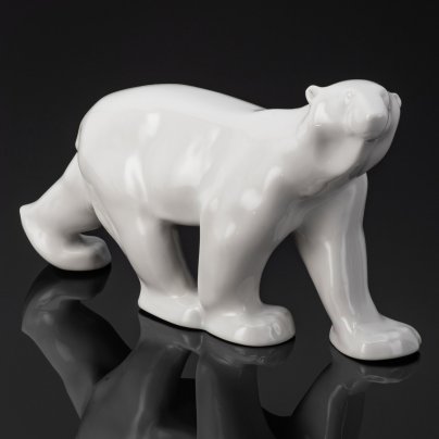 Статуэтка крупная "Белый медведь идущий" (без росписи), скульптор Воробьев Б.Я., фарфор, Ленинградский фарфоровый завод (ЛФЗ), СССР, 1970-1990 гг.