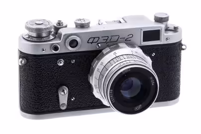 Фотоаппарат "ФЭД-2", в оригинальном чехле, металл, Харьковский машиностроительный завод "ФЭД", г. Харьков, СССР, 1955-1970 гг., Харьковский машиностроительный завод им. Дзержинского (ФЭД)