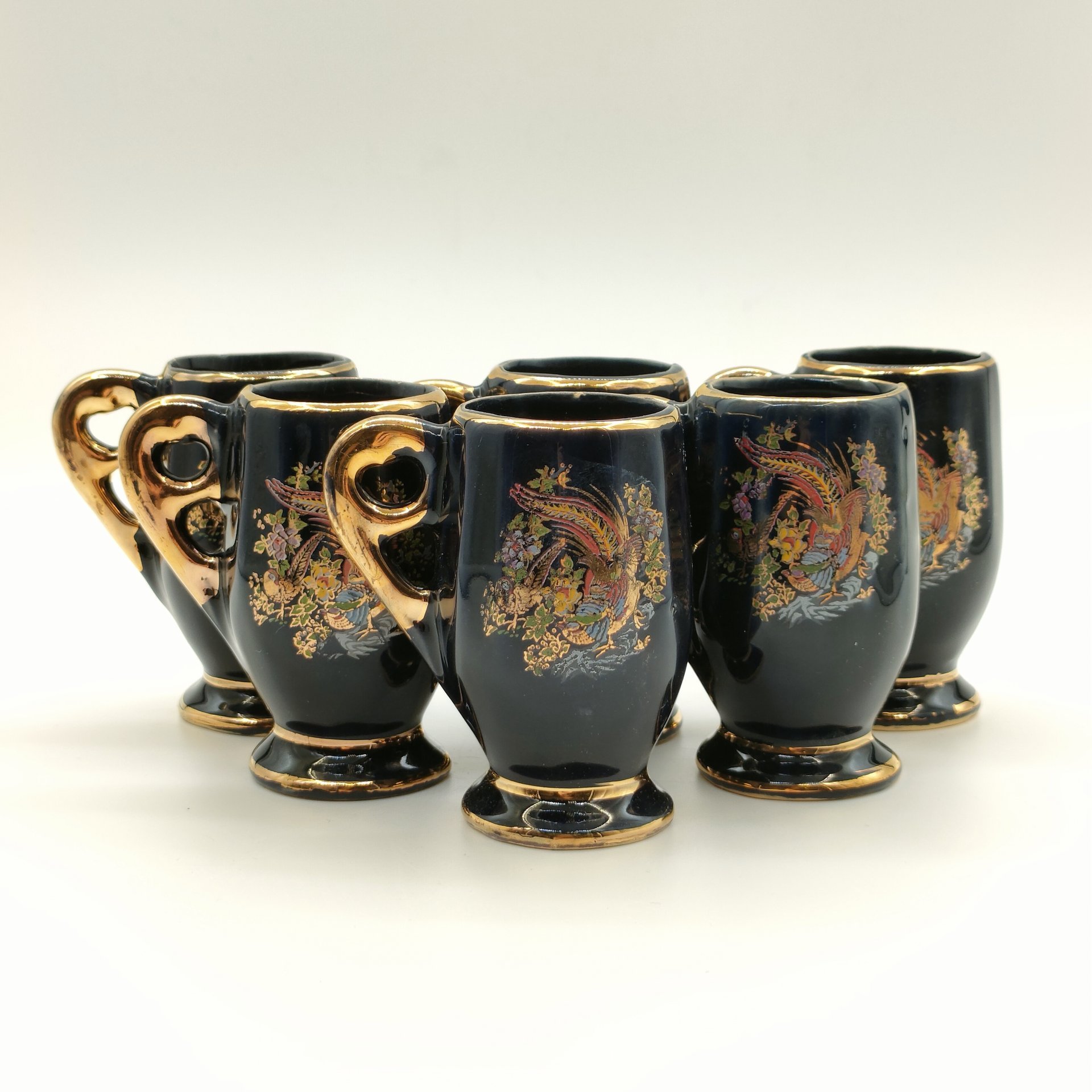 Набор для напитков "Райские птички", состоящий из кувшина и 6-ти чашечек, мануфактура "Anadolu Seramik"