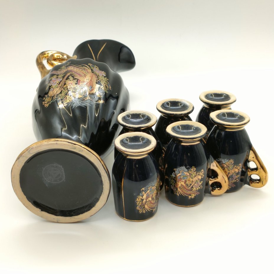 Набор для напитков "Райские птички", состоящий из кувшина и 6-ти чашечек, мануфактура "Anadolu Seramik"