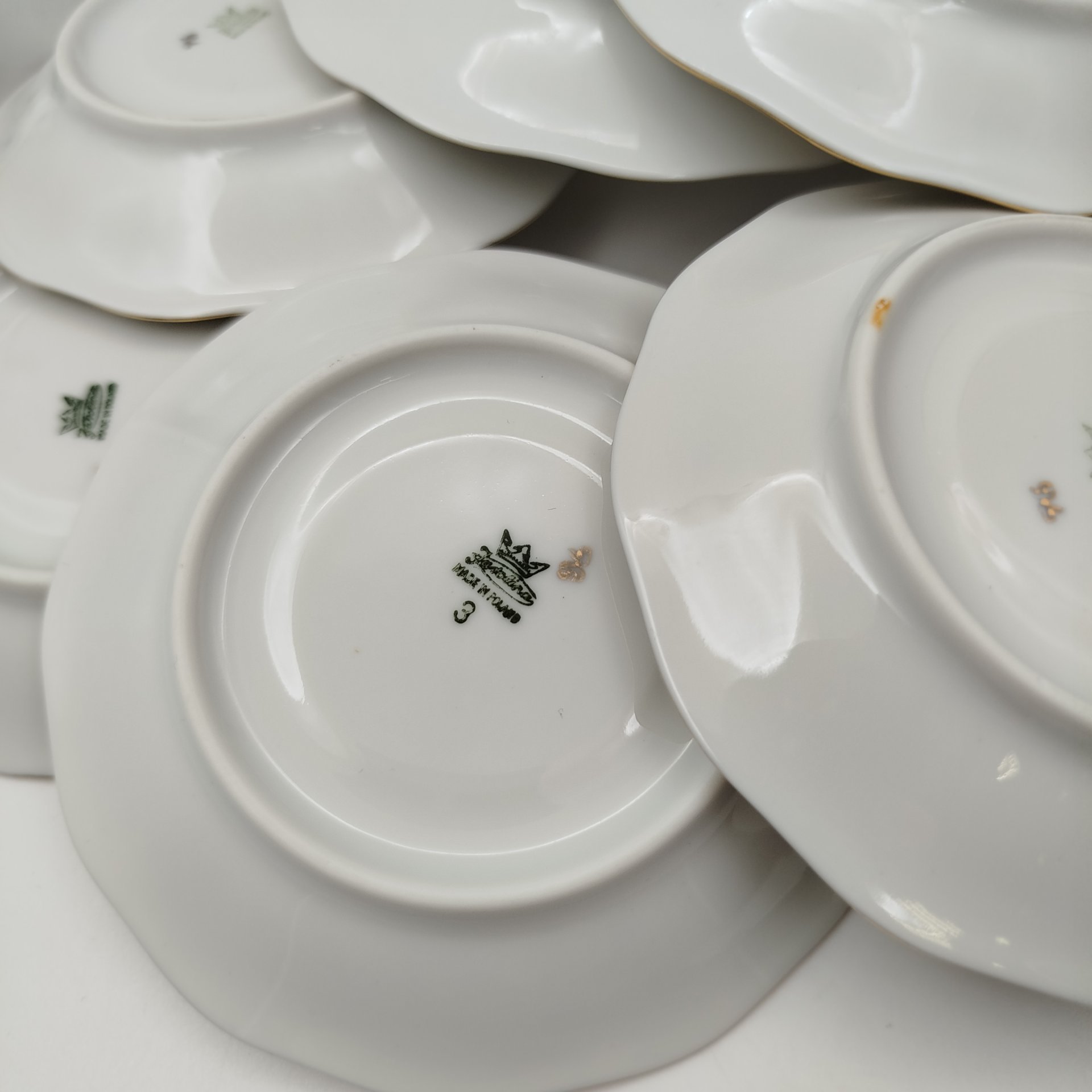 Набор из шести кофейных пар с нежным цветочным декором, фарфор, деколь, золочение, Jarolina, Польша, 1957-1980 гг.