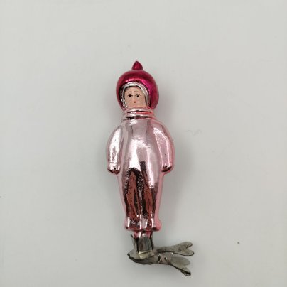 Ёлочная игрушка на прищепке "Космонавт", стекло, краска, металл, СССР, 1960-1970 гг.
