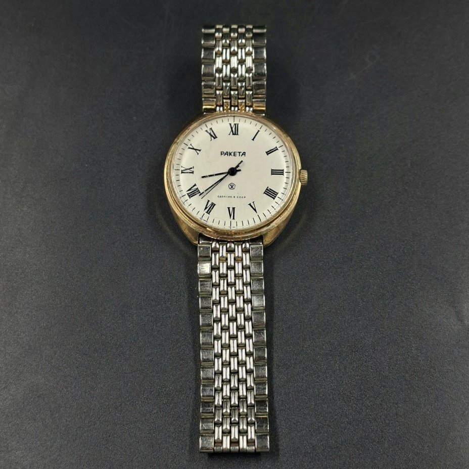 Часы наручные мужские «Ракета», металл, стекло, Петродворцовый часовой завод «Ракета», СССР, 1970-1990 гг.