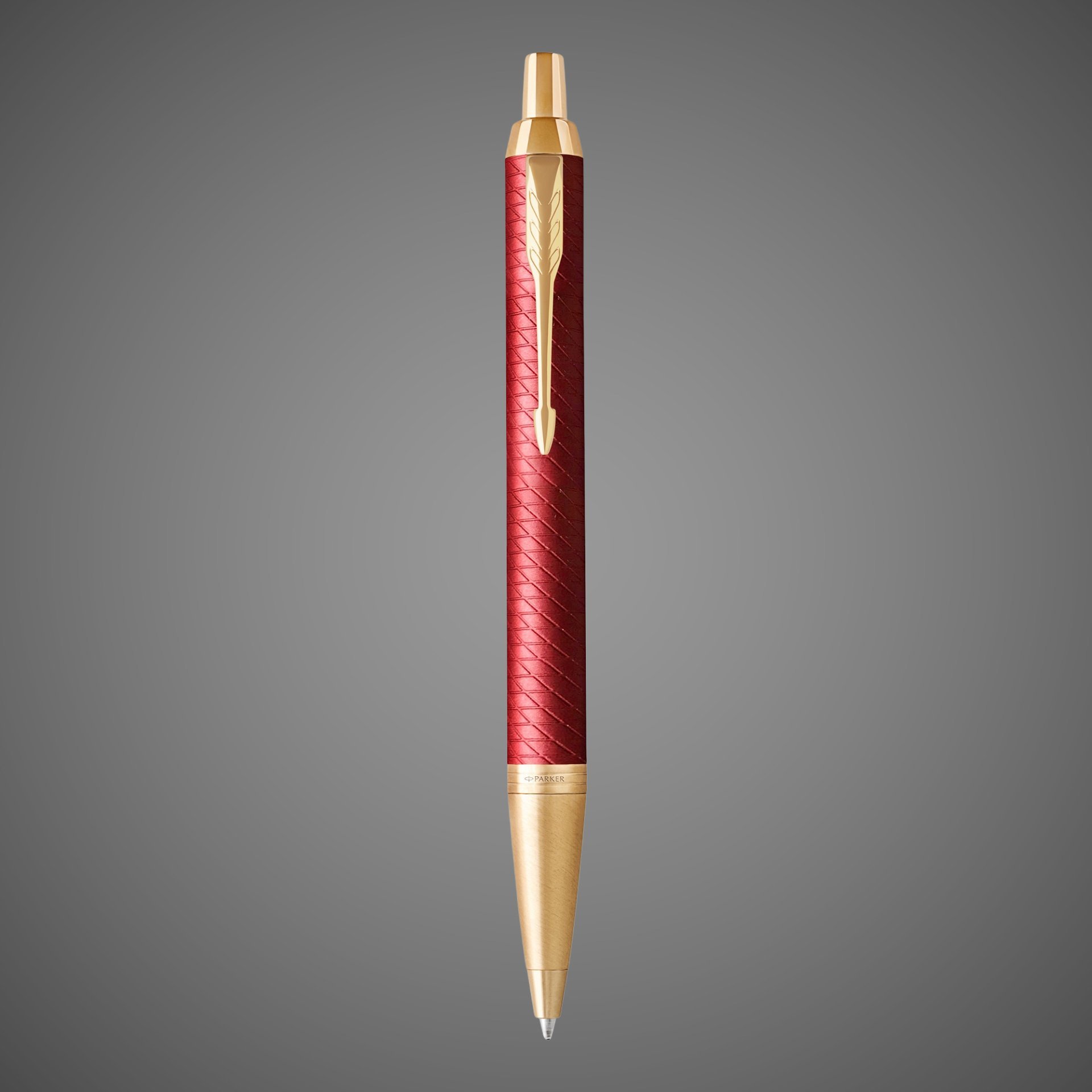 Шариковая ручка Parker IM Premium K318 Red GT, стержень: M, цвет чернил: blue, в подарочной упаковке., Лаки и смолы: лак, латунь, нержавеющая сталь, позолота