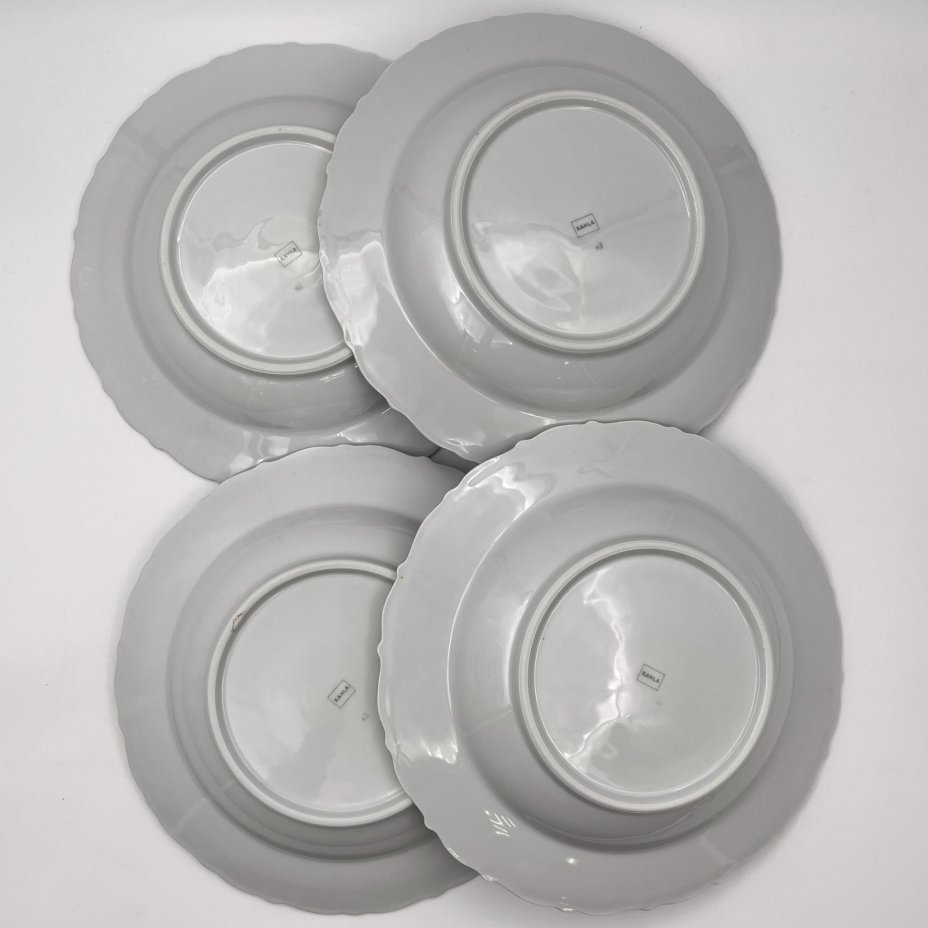 Набор суповых (глубоких) тарелок с цветочным и рельефным декором на 8 персон