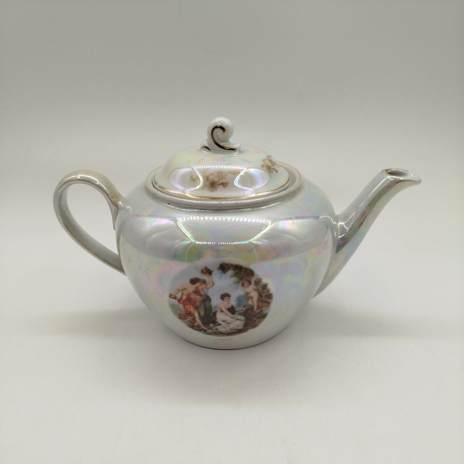 Чайник заварочный из сервиза "Мадонна", фарфор, люстр, золочение, Fortuna Eisenberg, ГДР, 1960-1973 гг.
