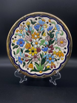 Декоративная настенная тарелка с изображением цветочных мотивов, Ceramicas Sevilla