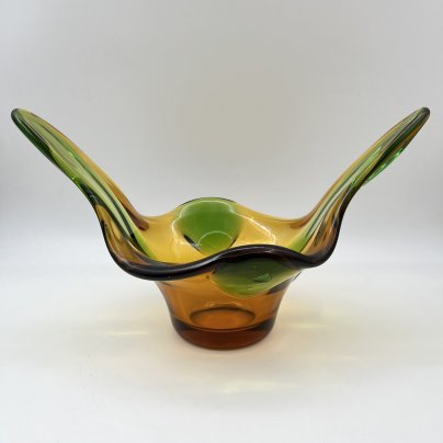 Фруктовница (конфетница) янтарно-зеленого оттенка