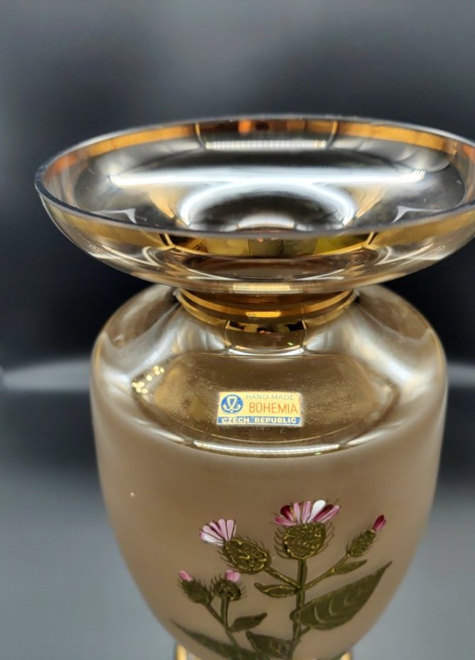 Ваза  с золотым цветочным декором "Чертополох" Bohemia Hand Made