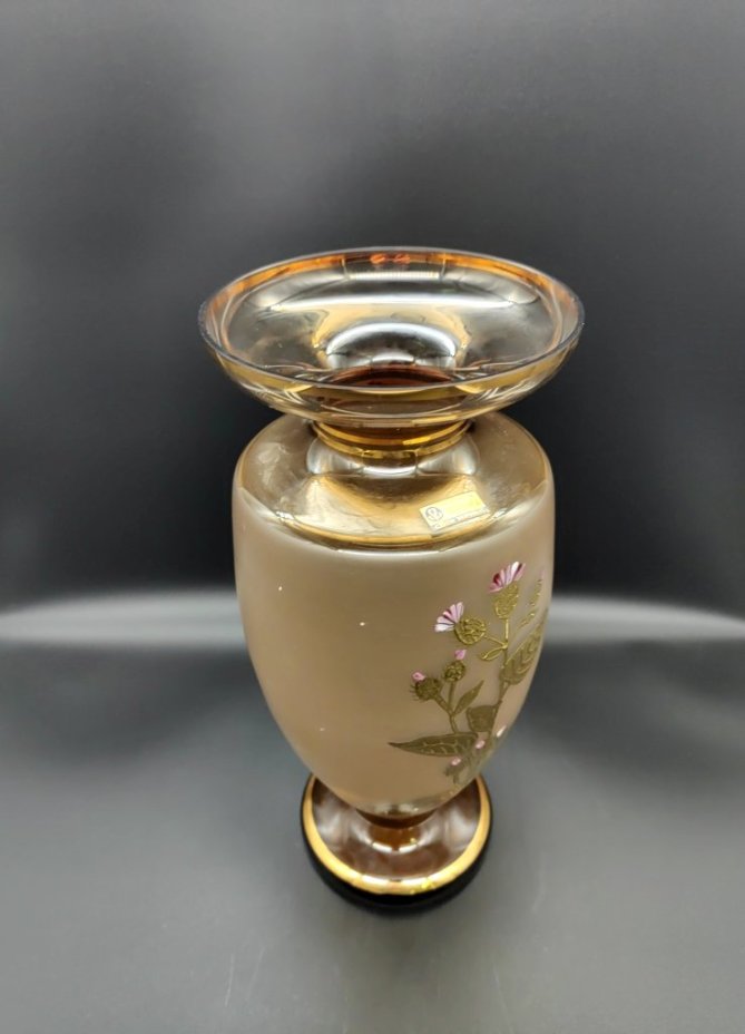 Ваза  с золотым цветочным декором "Чертополох" Bohemia Hand Made