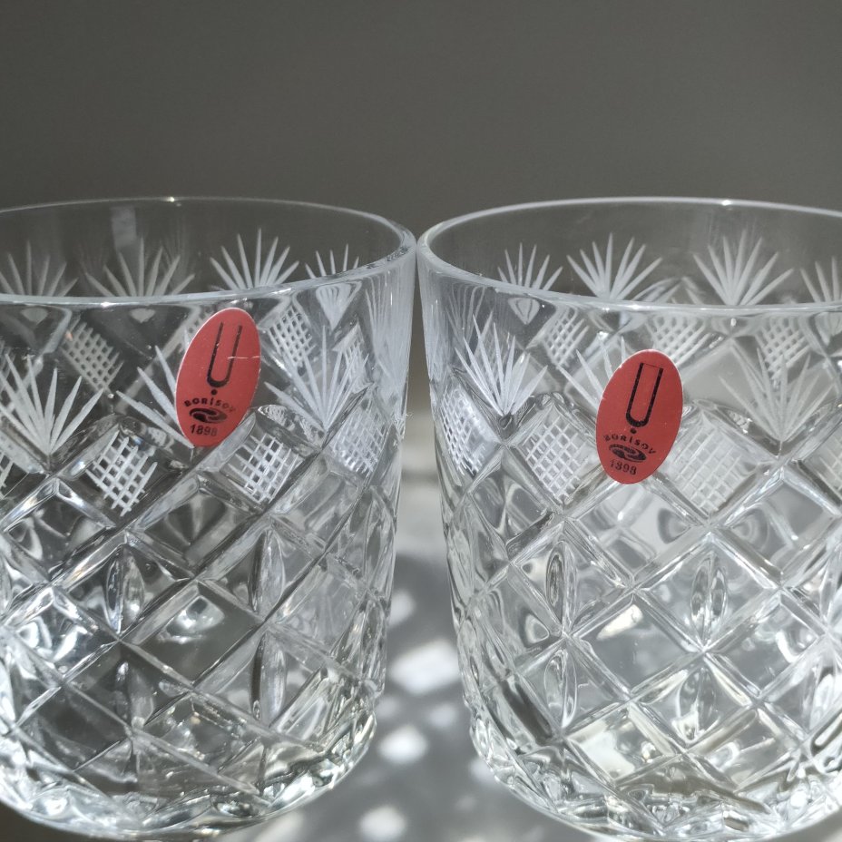 Пара фужеров с резным декором, хрусталь, алмазная грань, Борисовский хрустальный завод им. Ф.Э. Дзержинского, Беларусь, 2000-2020 гг.