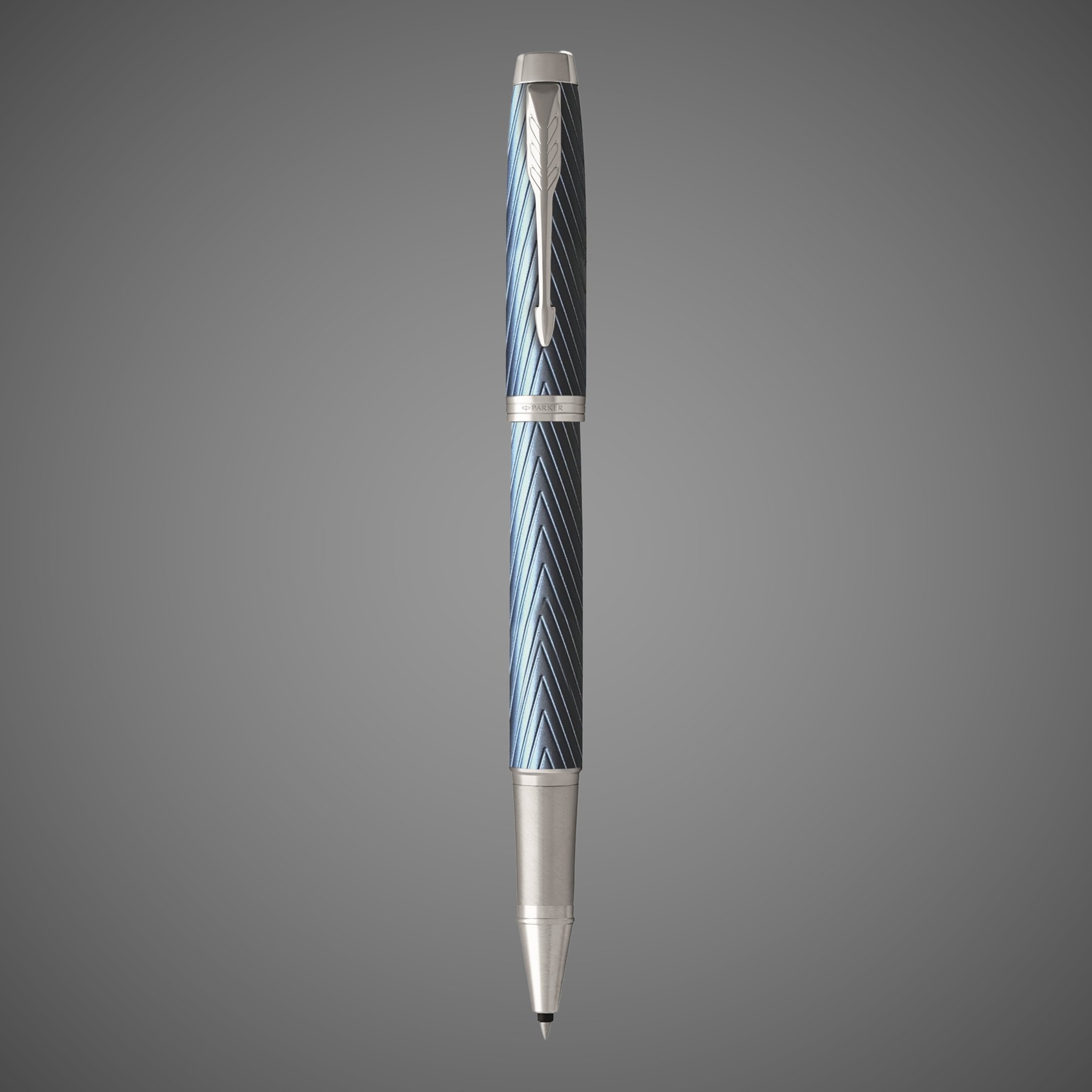 Подарочный набор: Ручка роллер Parker IM Premium T318 Blue Grey CT F черные чернила и Ежедневник недатированный, серый, Лаки и смолы: лак, латунь, нержавеющая сталь