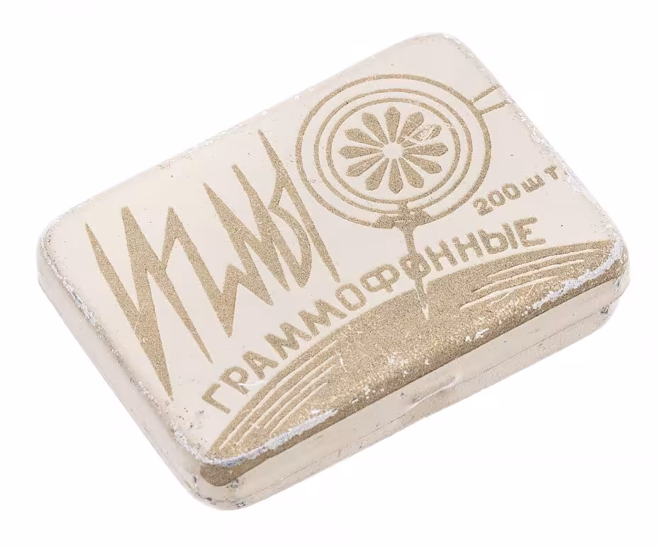 Иглы граммофонные, в родной коробке (200 шт.), металл, Моссовнархоз "Колюбакинский" игольный завод, СССР, 1950-1960 гг.