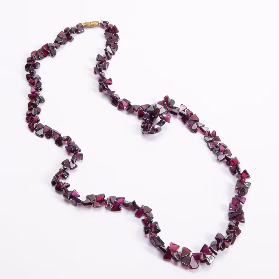 Бусы винтажные из граната, камень, леска, латунь, СССР, 1960-1980 гг.