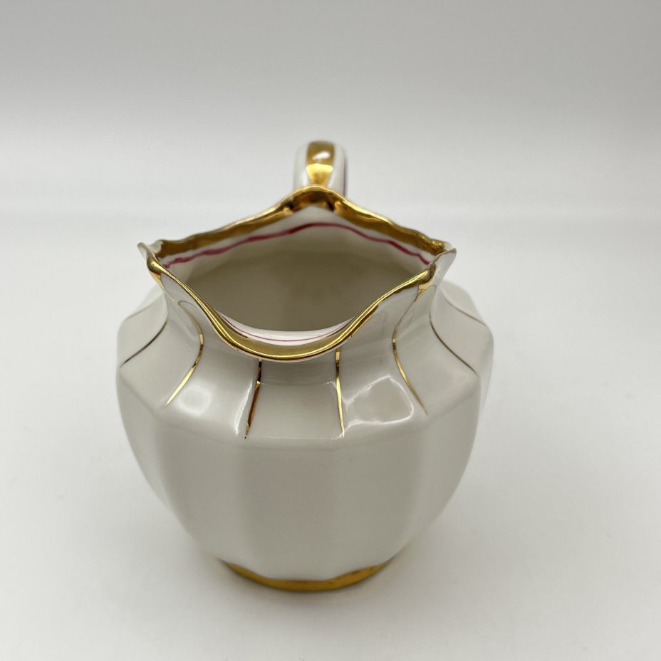 Молочник из сервиза "Солнечный дождь", фарфор, золочение, дорисовка, Дмитровский фарфоровый завод (ДФЗ Вербилки), СССР, 1954-1965 гг.