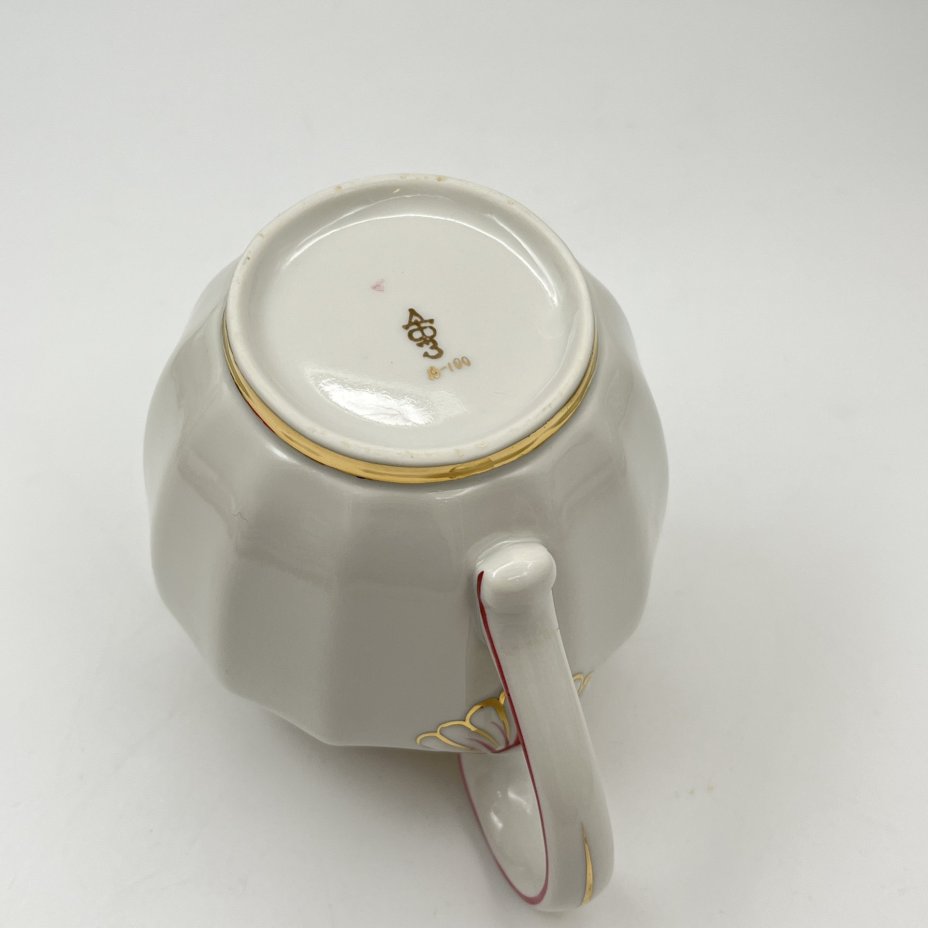 Молочник из сервиза "Солнечный дождь", фарфор, золочение, дорисовка, Дмитровский фарфоровый завод (ДФЗ Вербилки), СССР, 1954-1965 гг.