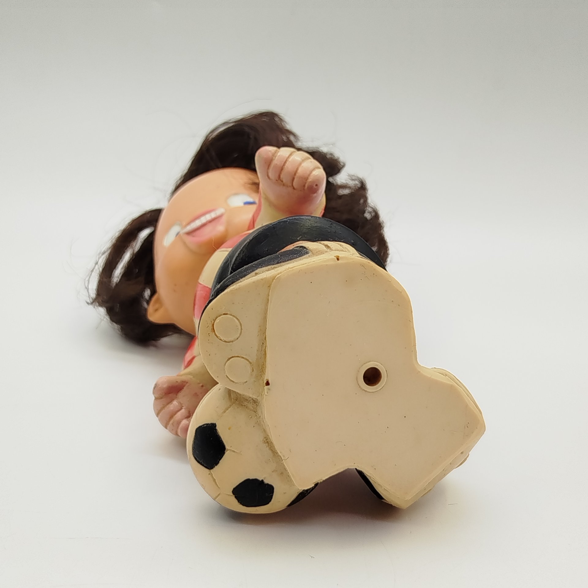 Игрушка (кукла) "Футболист", "Jugoplastika", резина, волос искусственный, литьё, пробивка, крашение, роспись, Югославия, 1970-1990 гг.