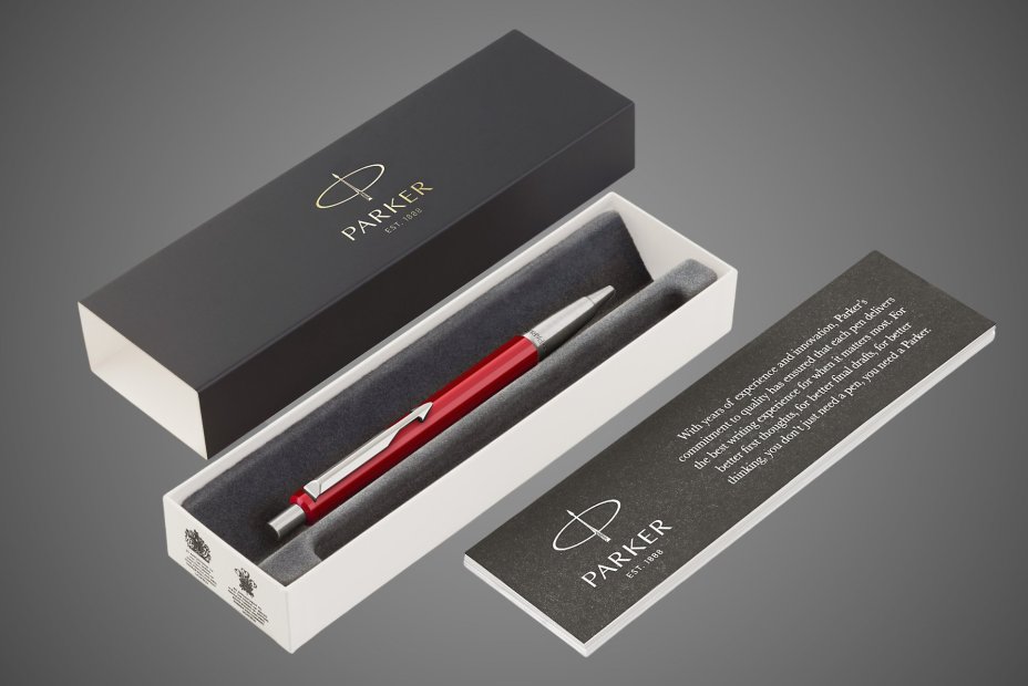 Шариковая ручка Parker Vector Standard K01, цвет: Red, стержень: Mblue, Металлы: латунь, пластик, хром