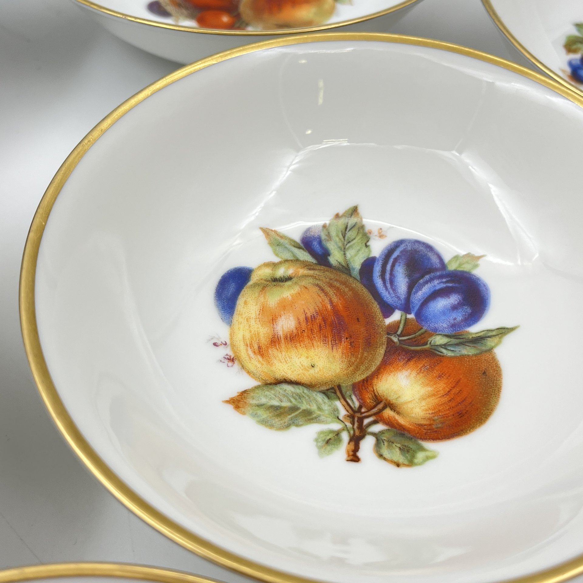 Набор из 6-ти пиал "Ягоды и фрукты", Princess House Bavaria, фарфор, деколь, золочение, Германия, 1990-2010 гг.