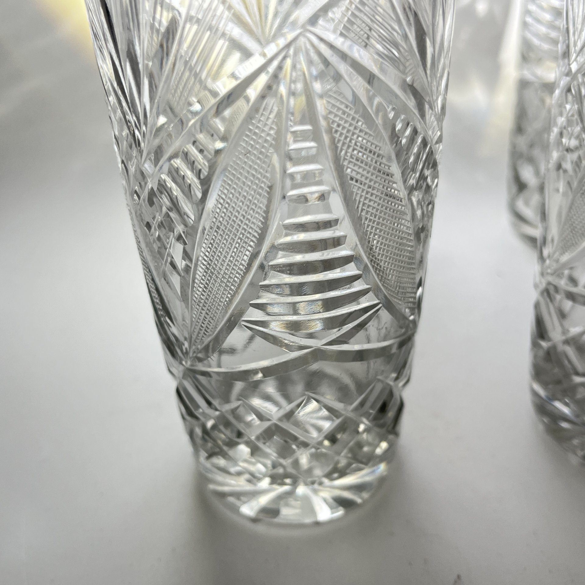 Набор для прохладительных напитков из 4 стаканов, хрусталь, алмазная грань, СССР, 1970-1990 гг.