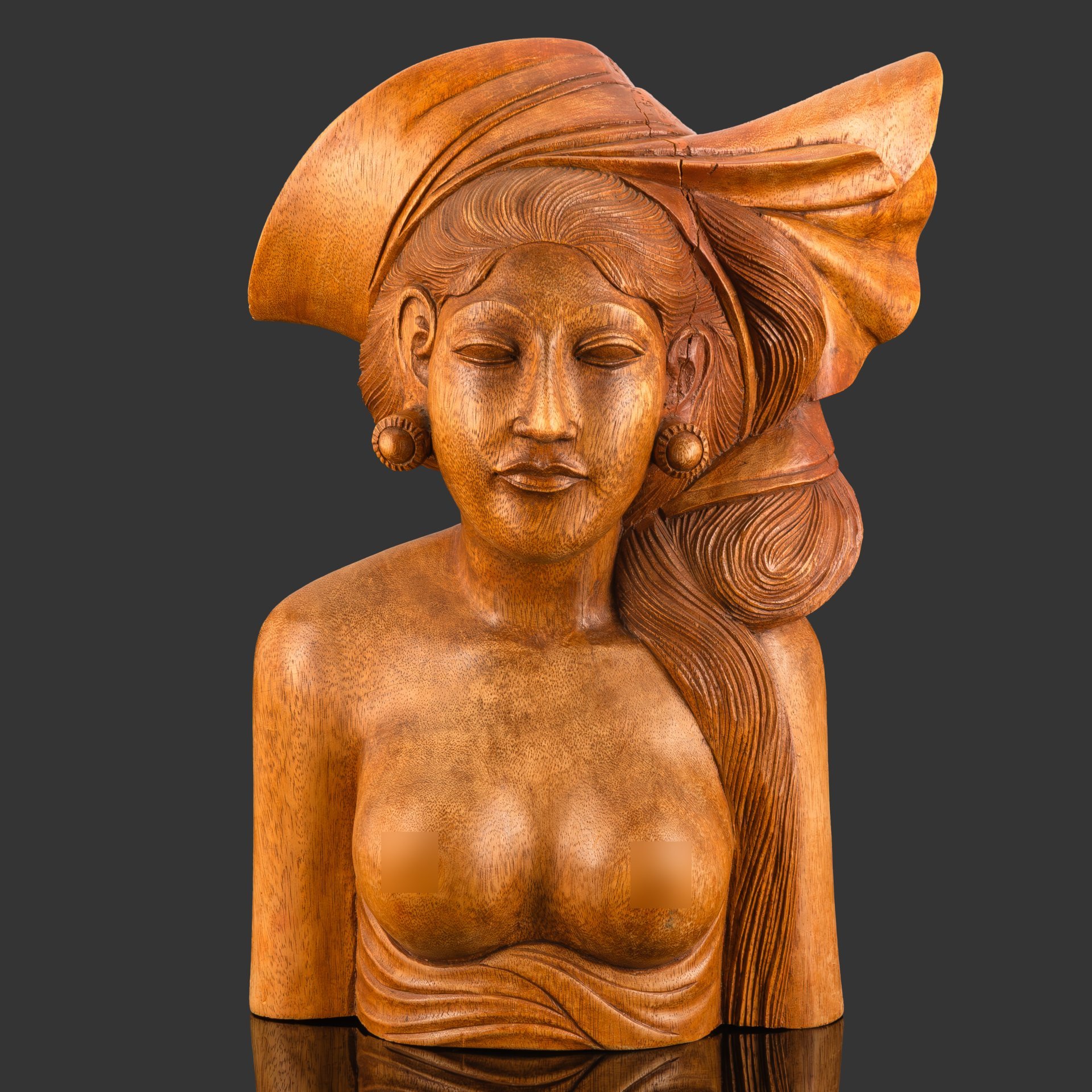 Бюст "Восточная красавица", дерево, (палисандр), резьба, Азия, 1970-2000 гг.