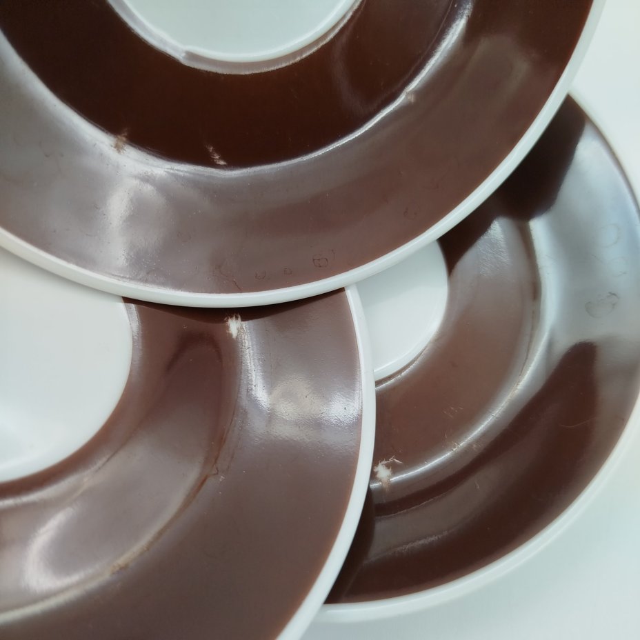 Сервиз кофейный в желто-коричневой гамме на 5 персон (13 предметов), фарфор, крытье, аэрография, Kahla, ГДР, 1960-1990 гг.