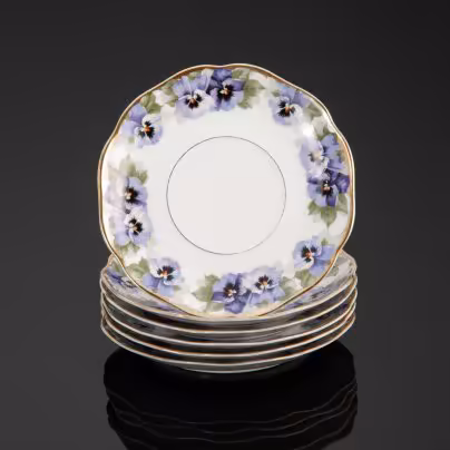 Набор из 6-ти блюдец, украшенных цветочным декором, Rosenthal (Розенталь)
