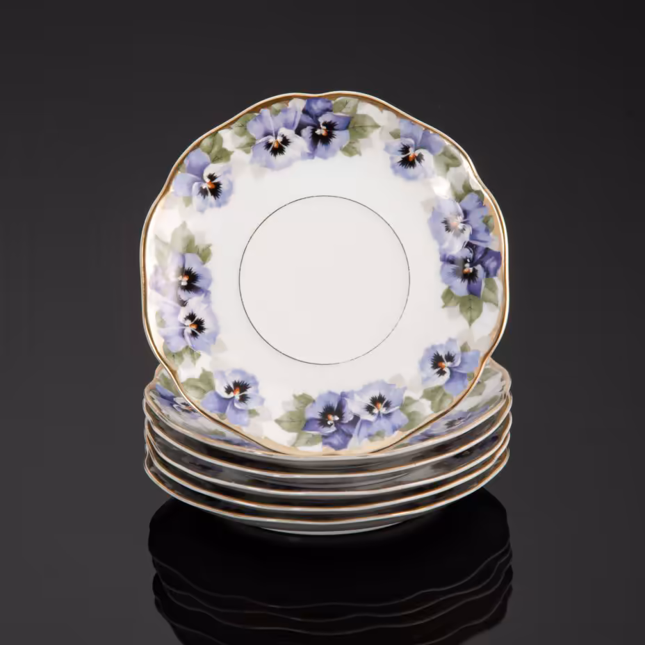 Набор из 6-ти блюдец, украшенных цветочным декором, Rosenthal (Розенталь)